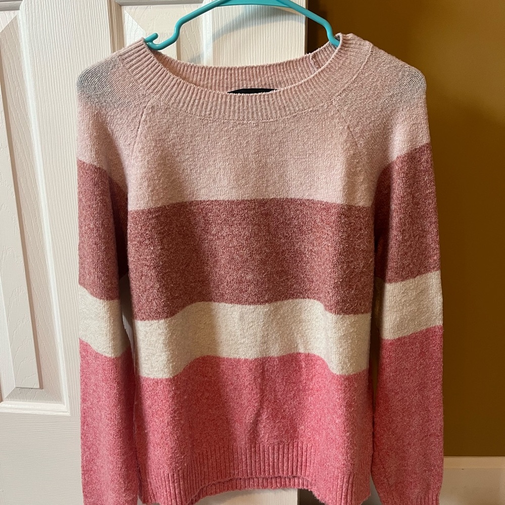 Vero Moda Pink and Cream Striped Sweater